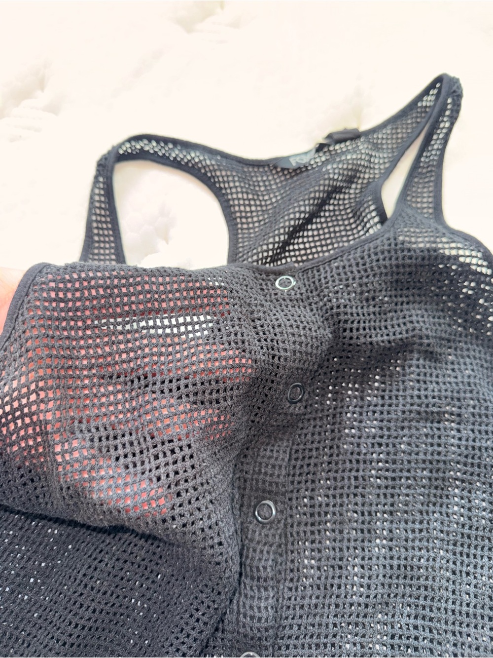 120. Fox Black Mesh Swim Coverup with Front Buttons - Picture 3 of 4